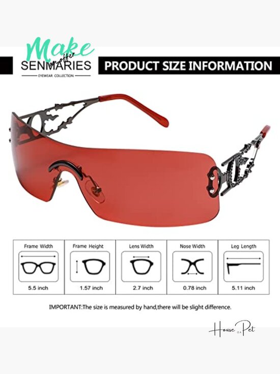 Metal Rimless Y2K Sunglasses Rectangle Vintage Flame Retro Eyewear main image 7